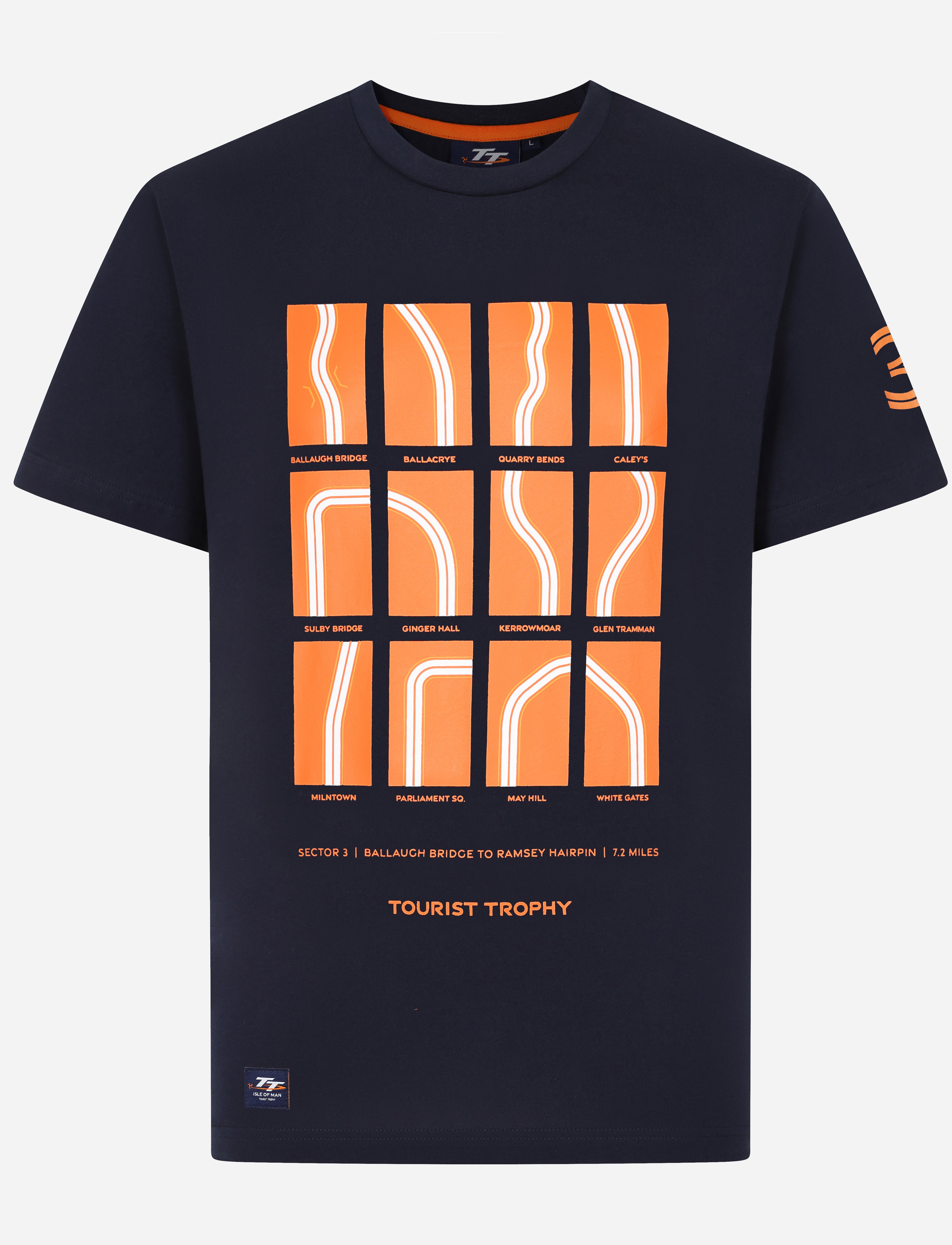 TT Races Sector 3 Corners T-Shirt - Dark Navy - Isle of Man TT Races Official Merchandise