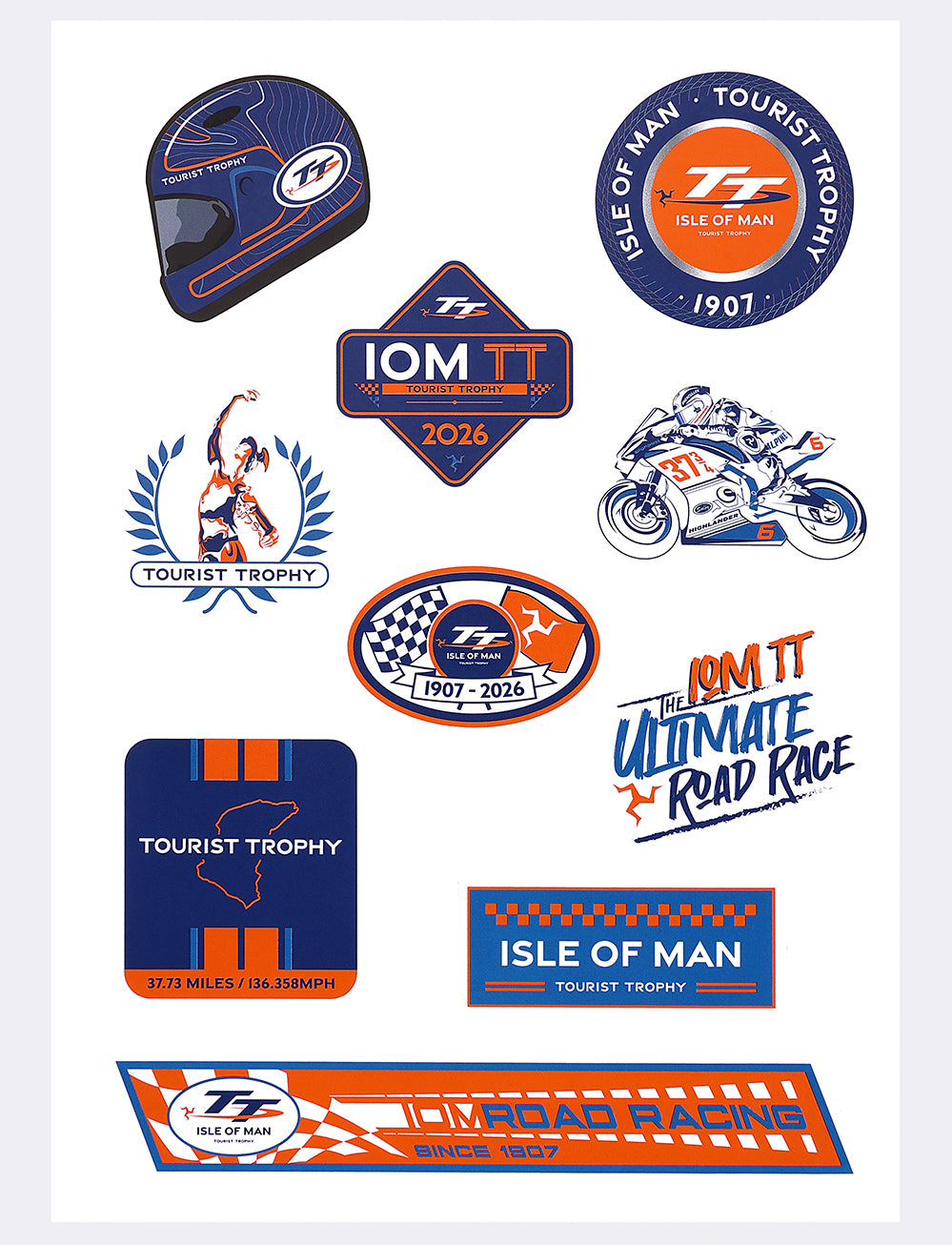 TT Races Signature Sticker Pack - White - Isle of Man TT Races Official Merchandise