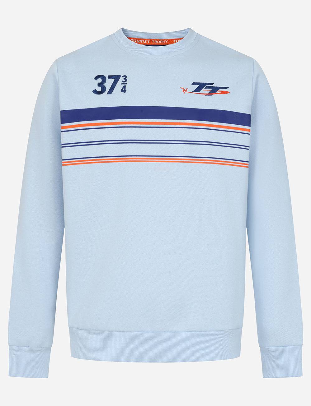 TT Races 37 ¾ Stripe Sweater - Light Blue - Isle of Man TT Races Official Merchandise