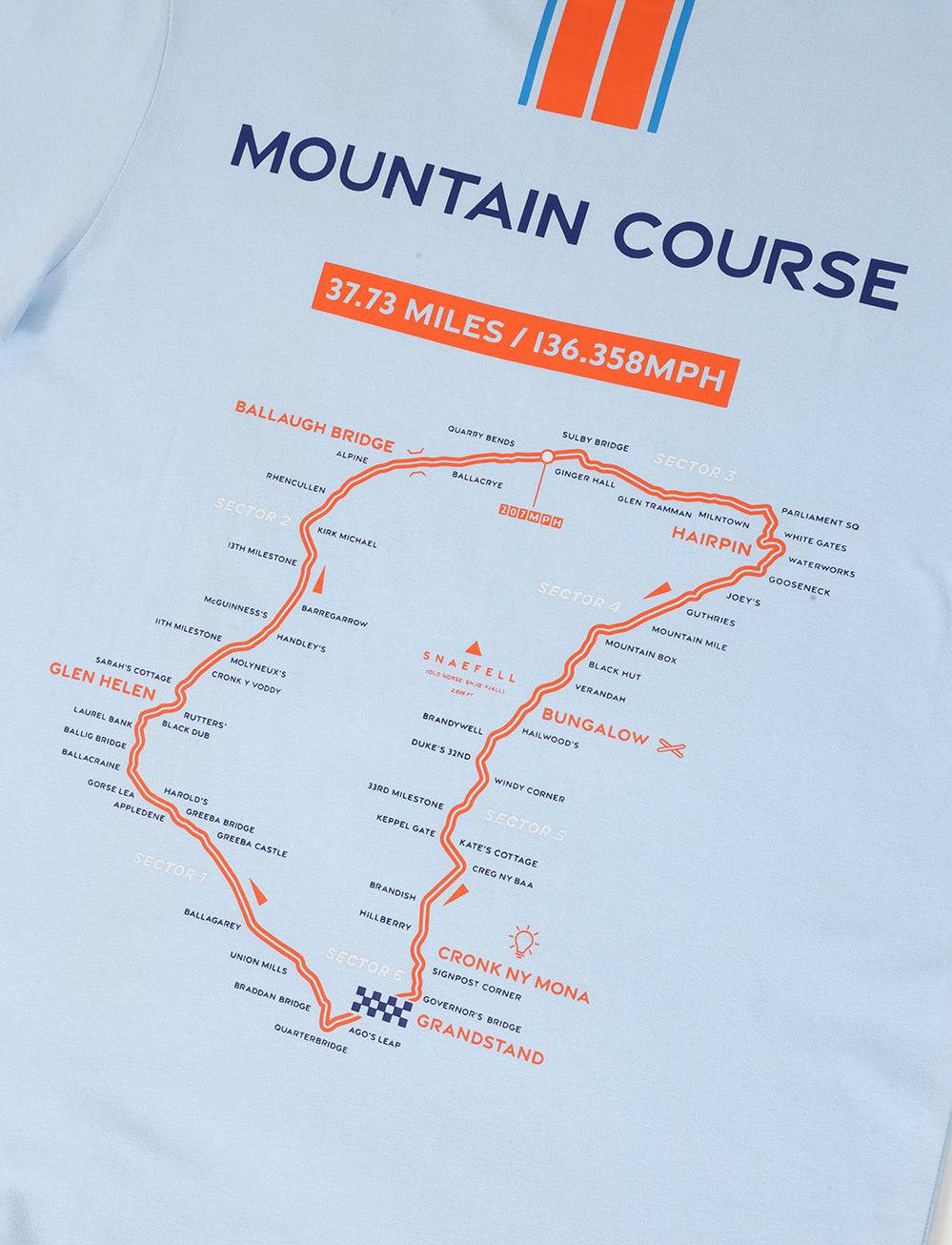 TT Races Mountain Course T-Shirt - Light Blue - Isle of Man TT Races Official Merchandise