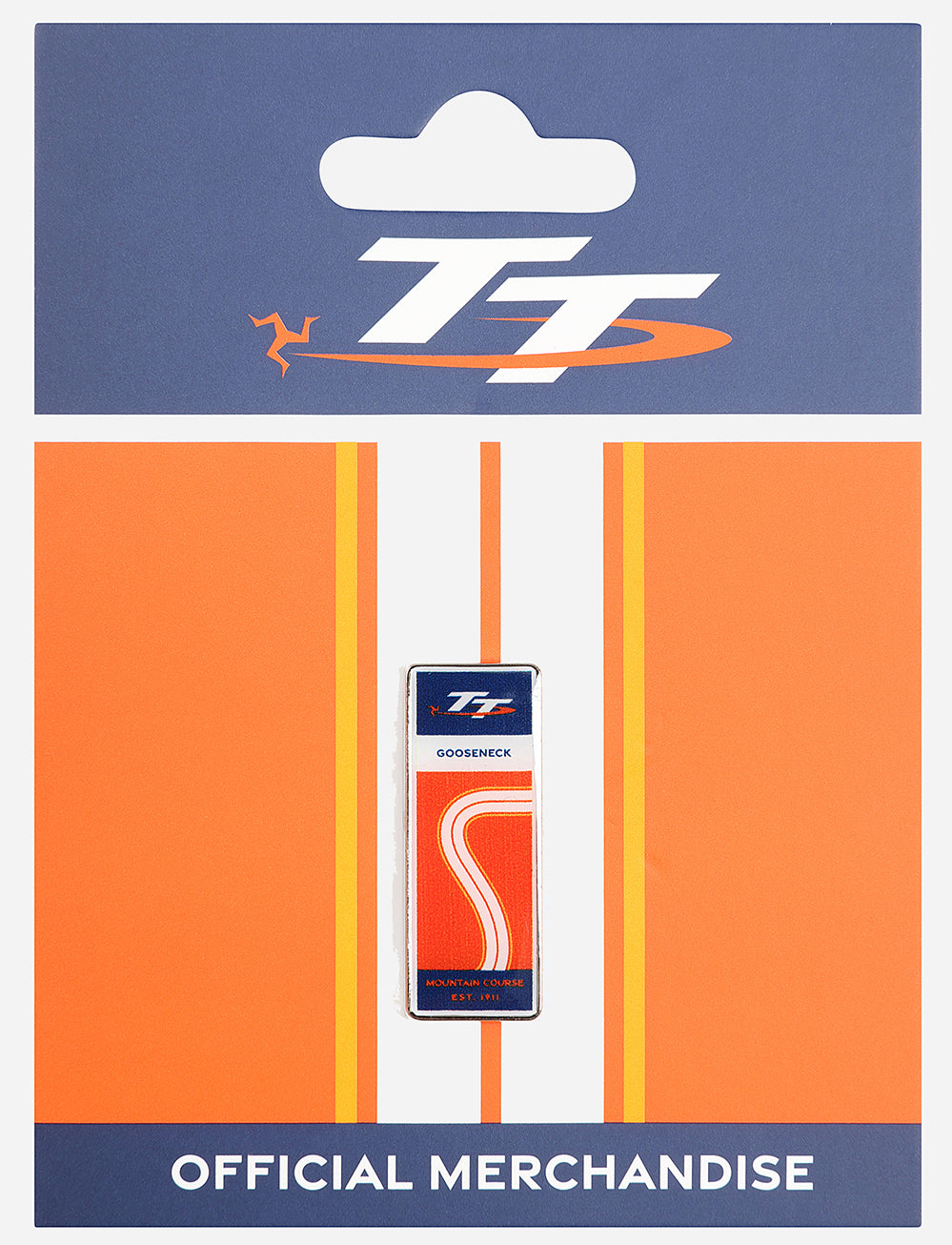 TT Races 'GOOSENECK' Pin Badge - Orange - Isle of Man TT Races Official Merchandise