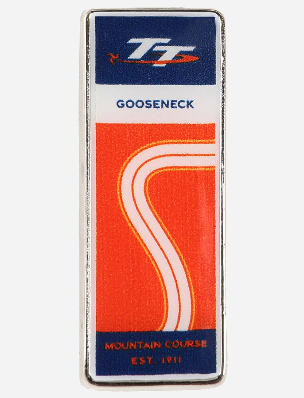 TT Races 'GOOSENECK' Pin Badge - Orange - Isle of Man TT Races Official Merchandise