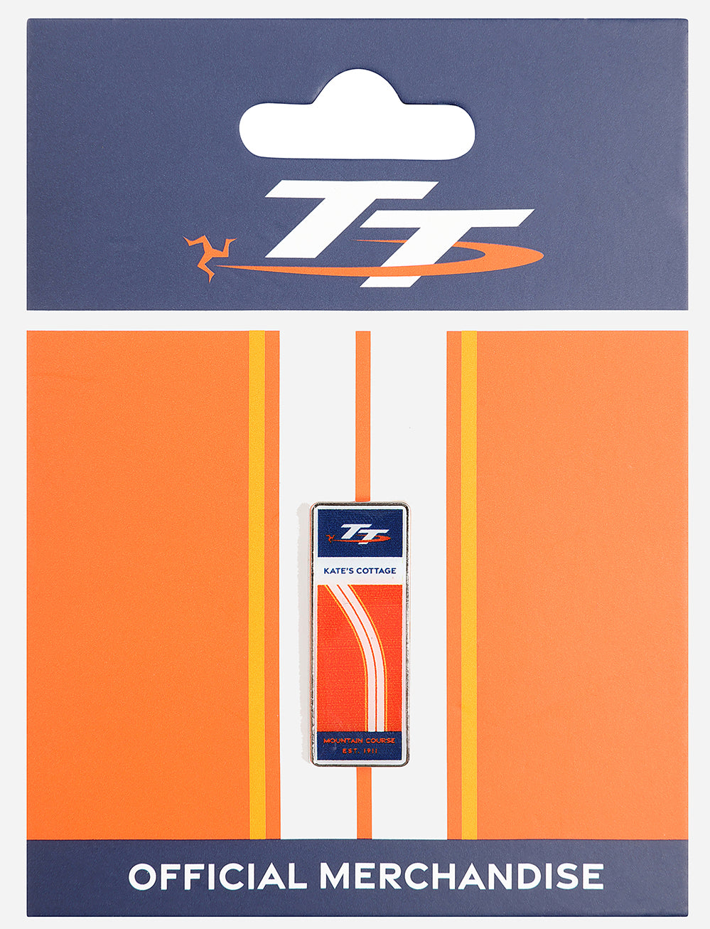 TT Races 'KATE'S COTTAGE' Pin Badge - Orange - Isle of Man TT Races Official Merchandise