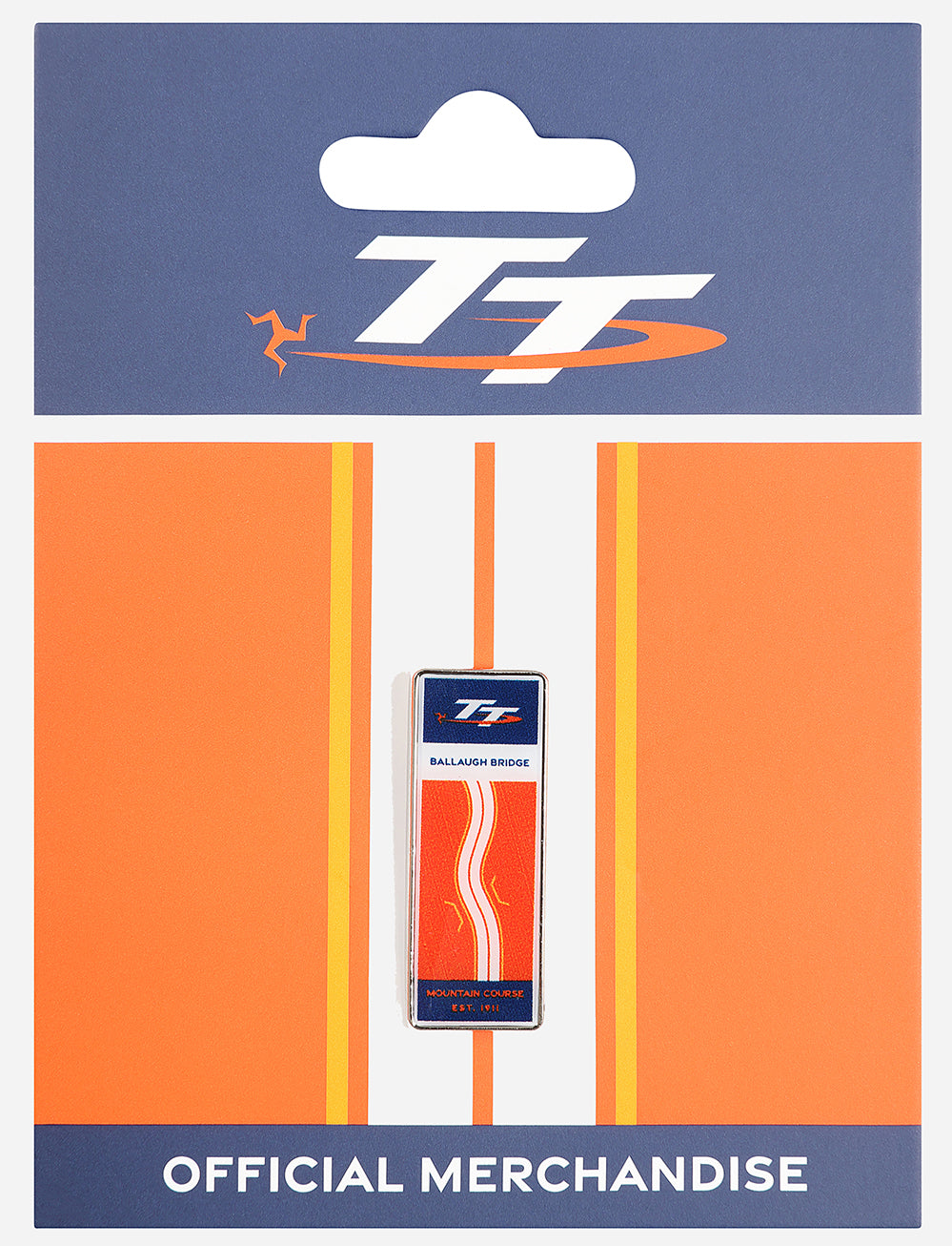 TT Races 'BALLAUGH' Pin Badge - Orange - Isle of Man TT Races Official Merchandise