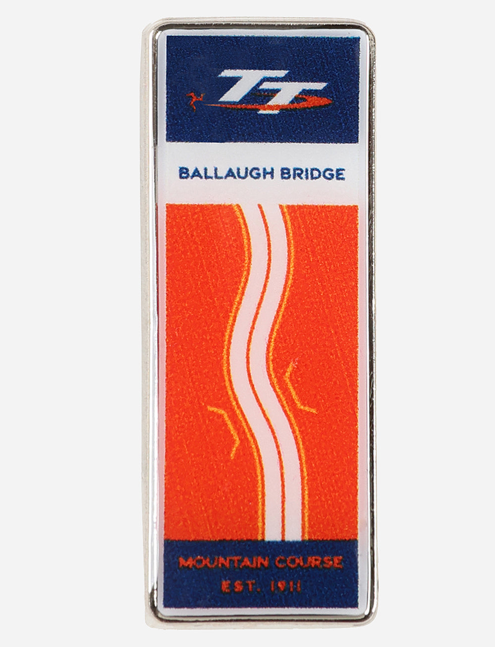 TT Races 'BALLAUGH' Pin Badge - Orange - Isle of Man TT Races Official Merchandise
