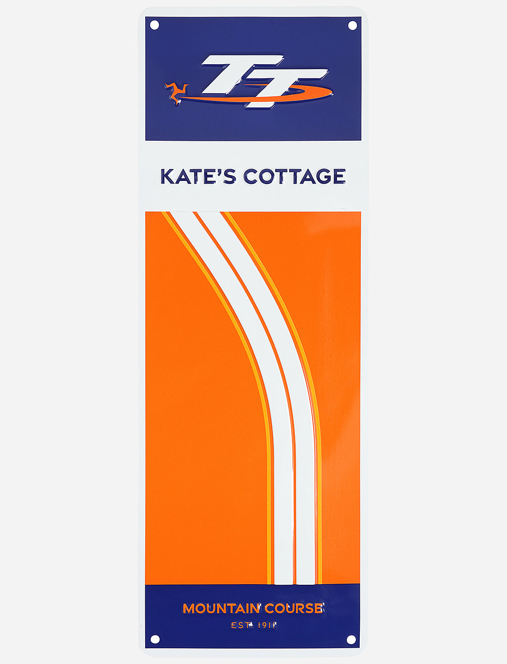 TT Races 'KATE'S COTTAGE' Metal Sign - Orange - Isle of Man TT Races Official Merchandise