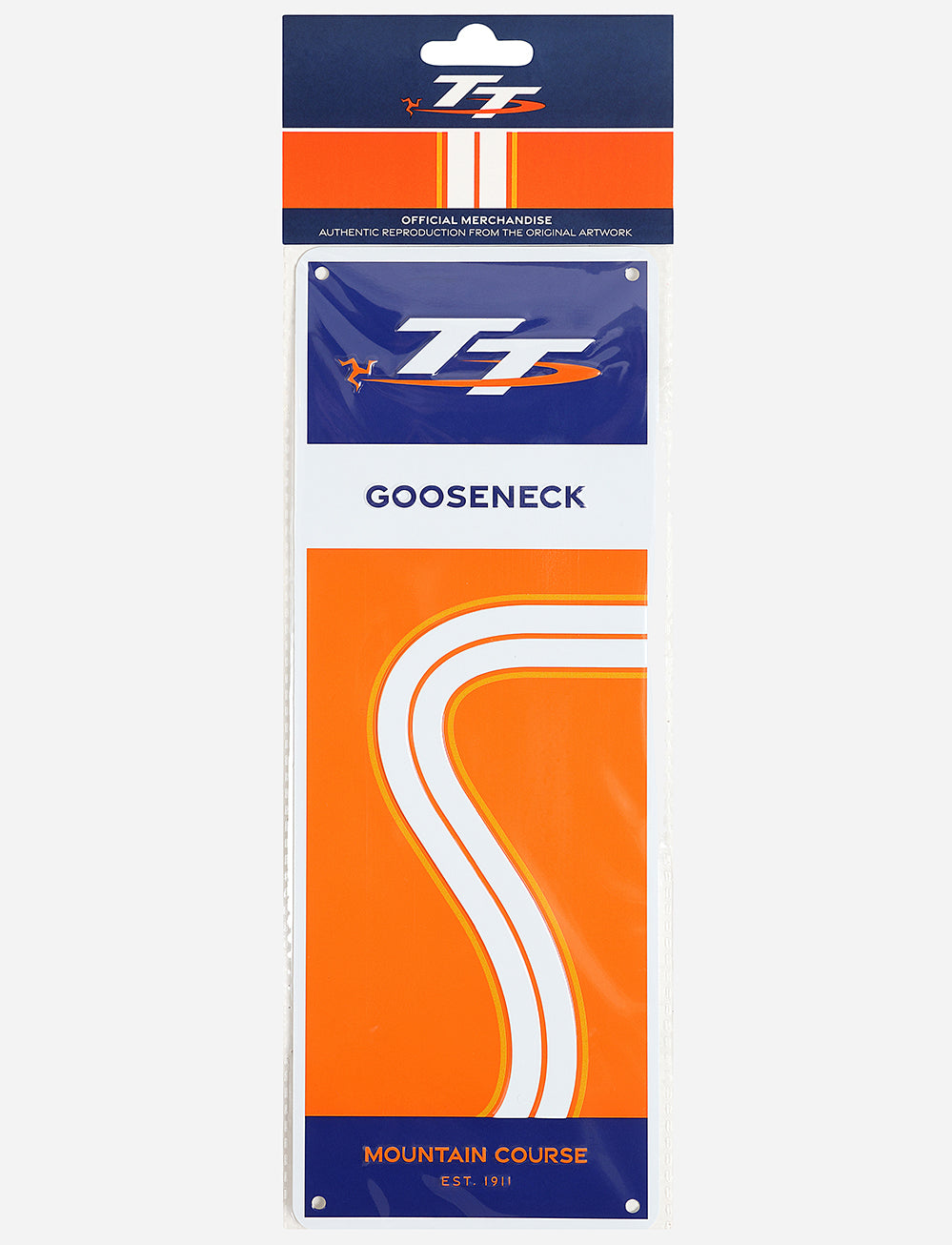 TT Races 'GOOSENECK' Metal Sign - Orange - Isle of Man TT Races Official Merchandise