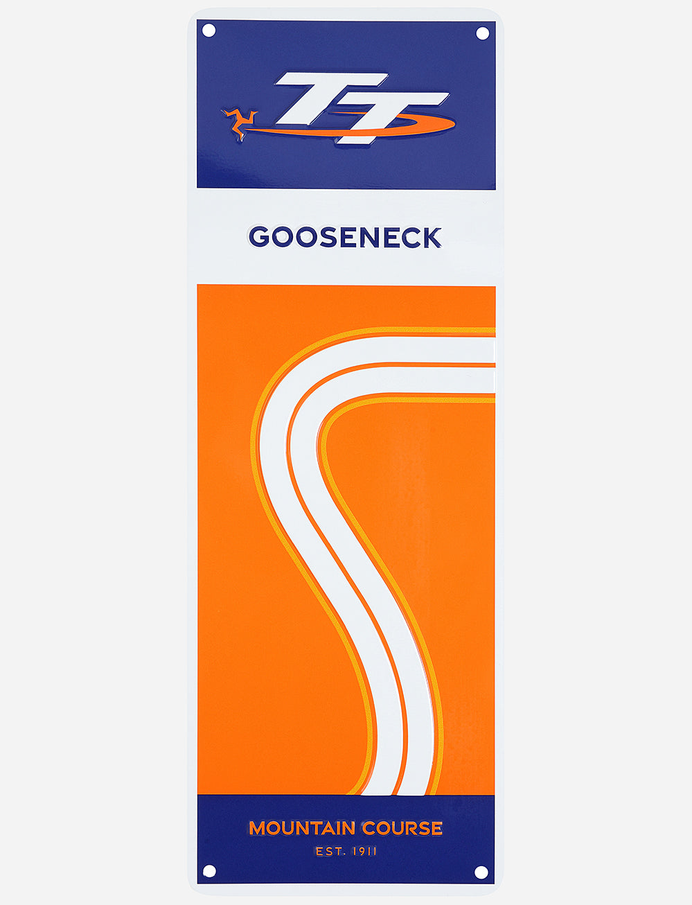 TT Races 'GOOSENECK' Metal Sign - Orange - Isle of Man TT Races Official Merchandise