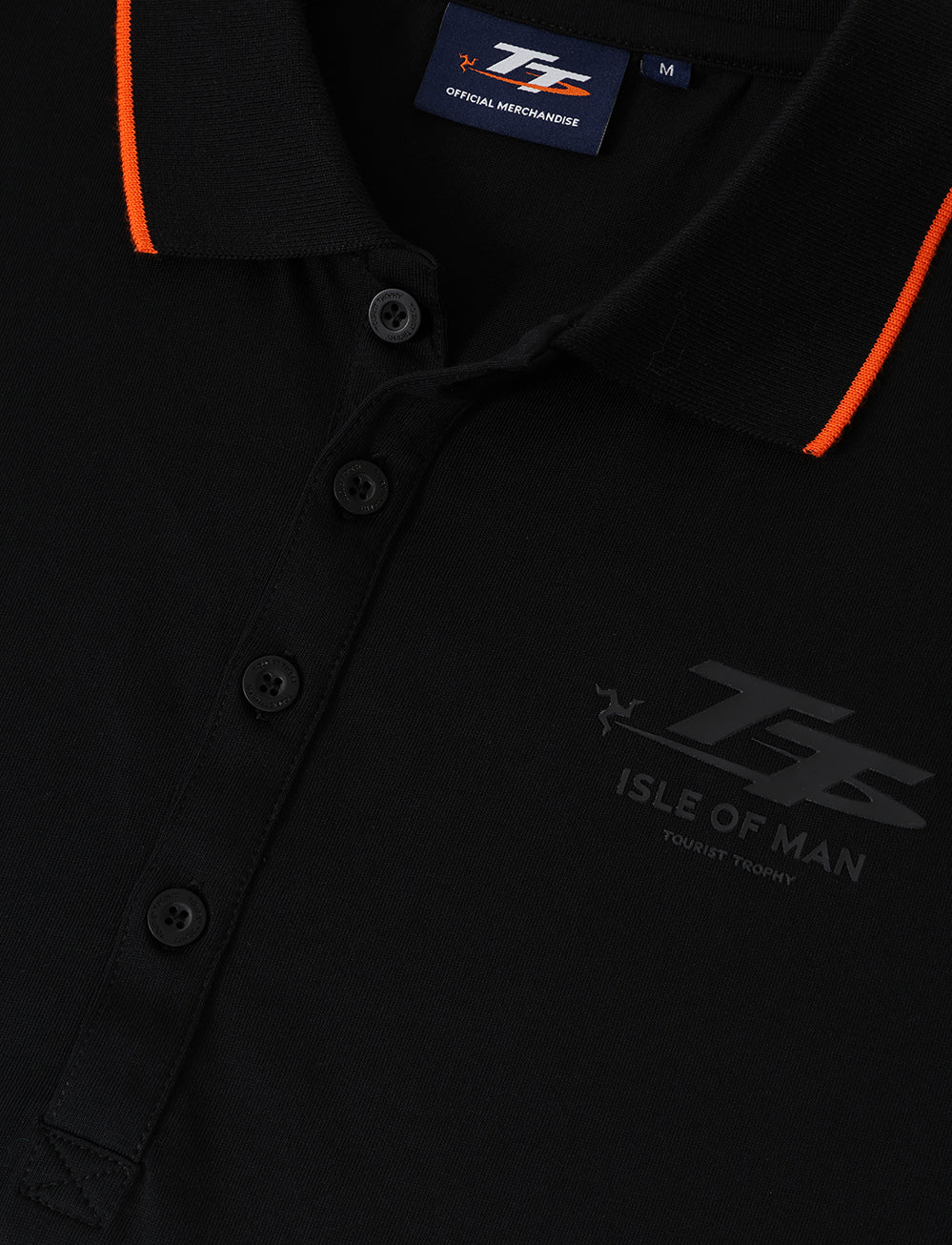 TT Races 37 ¾ Tonal Polo - Black - Isle of Man TT Races Official Merchandise