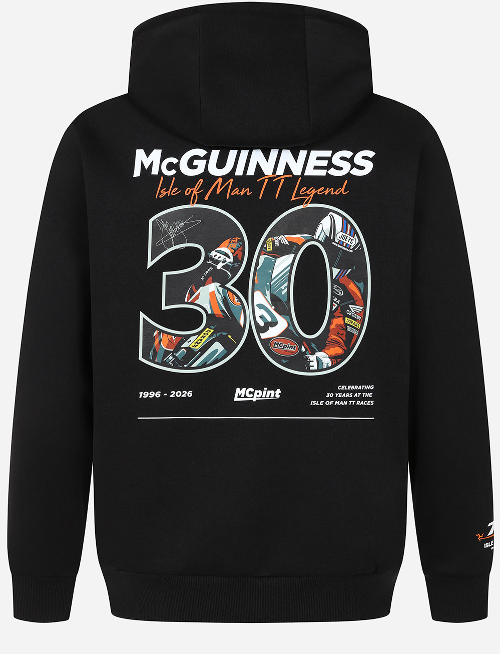 John McGuiness 'Legend' Hoodie - Black - Isle of Man TT Races Official Merchandise