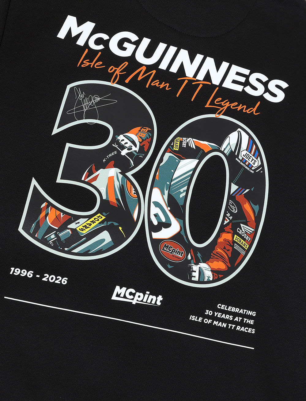 John McGuiness 'Legend' Hoodie - Black - Isle of Man TT Races Official Merchandise