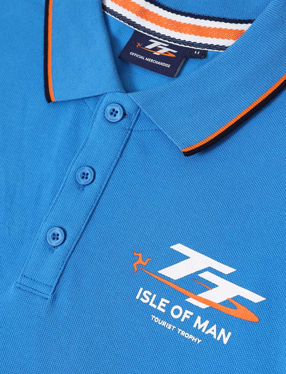 TT Races Signature Tipped Pique Polo - Blue - Isle of Man TT Races Official Merchandise